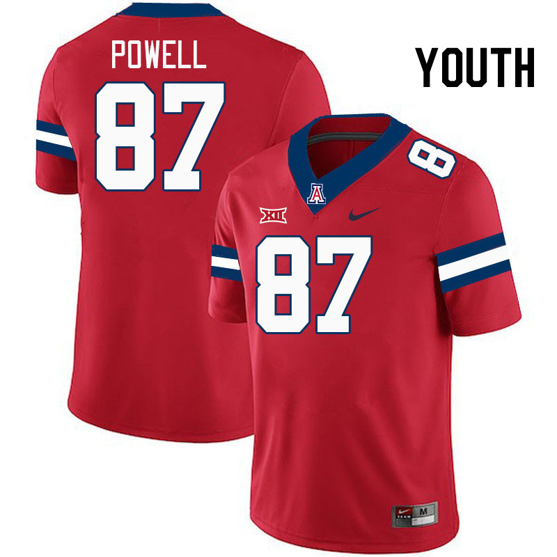 Youth #87 Tyler Powell Arizona Wildcats Big 12 Conference College Football Jerseys Stitched-Red